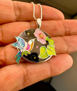 Hummingbird Champlevé & Cloisonné Pendant