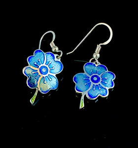 Blue Flower Champlevé Earrings