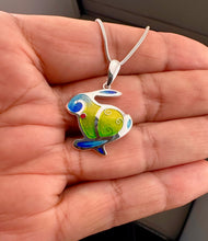 Load image into Gallery viewer, Blue-Green Rabbit Champlevé Pendant