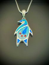 Load image into Gallery viewer, Blue Penguin Champlevé and Cloisonné Pendant