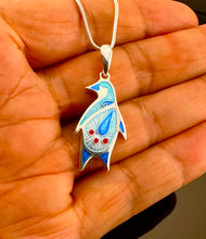 Load image into Gallery viewer, Blue Penguin Champlevé and Cloisonné Pendant