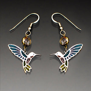 Hummingbird Plique à Jour Earrings