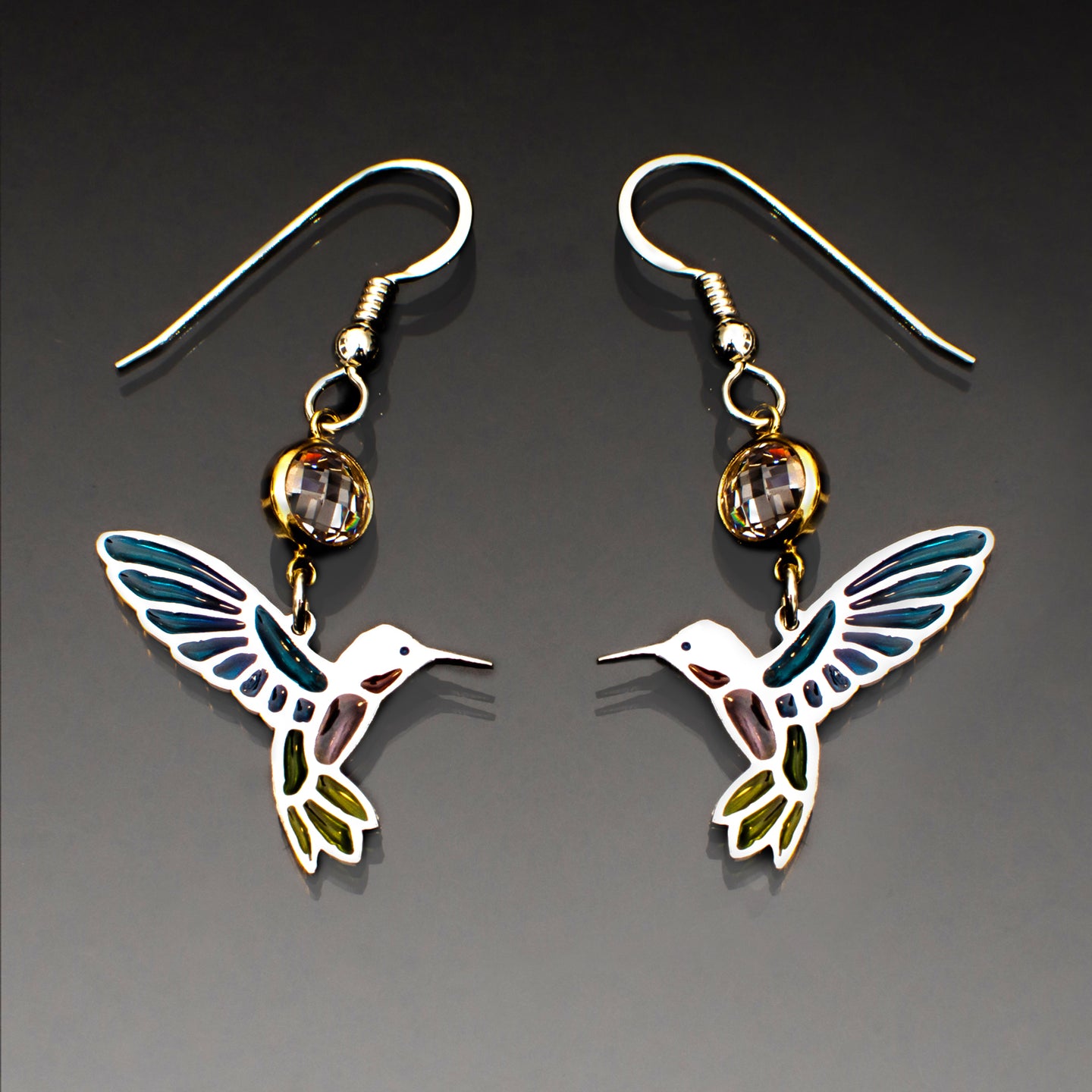 Hummingbird Plique à Jour Earrings